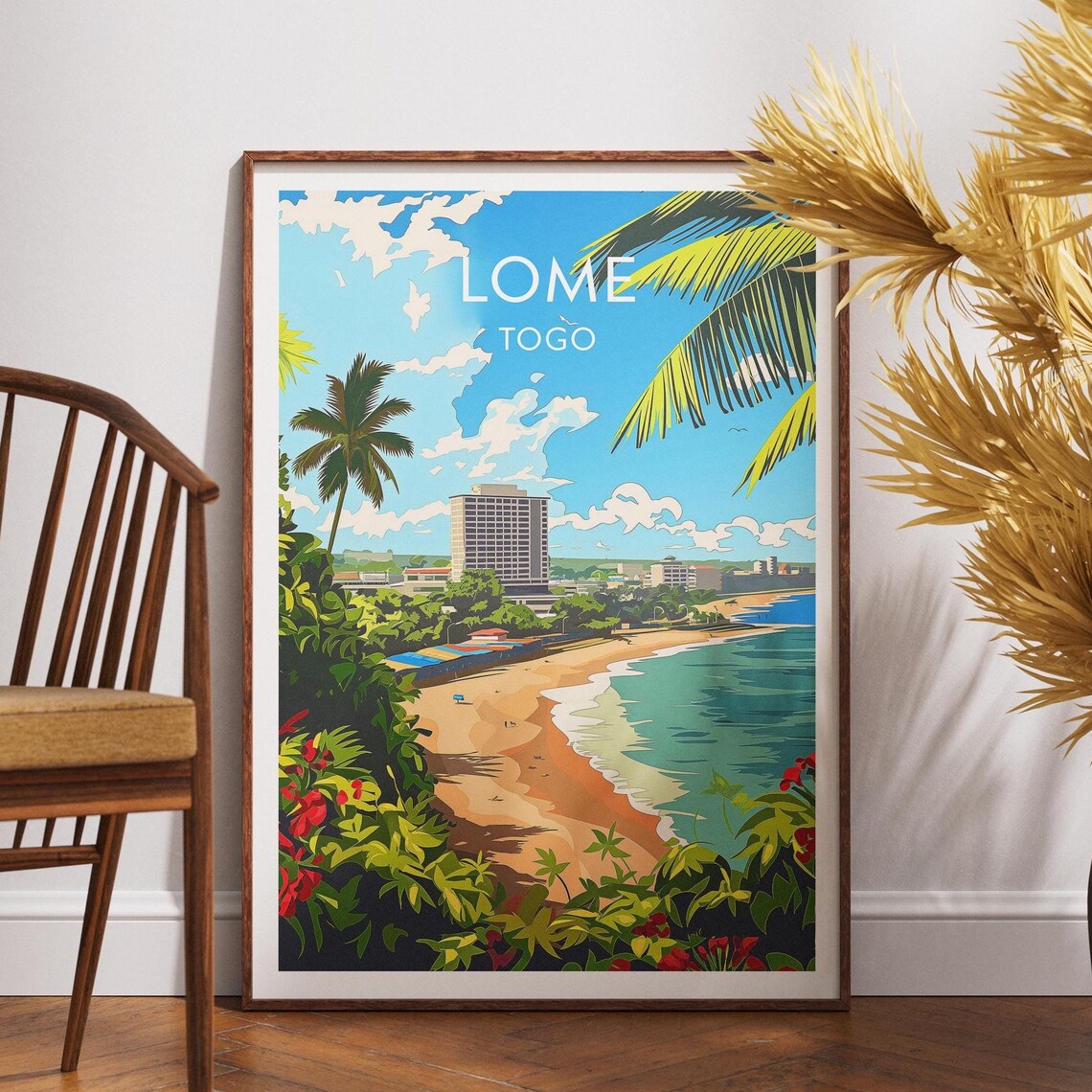 Lome Togo Tropical Beach Palm Fringed Coastline City View Poster