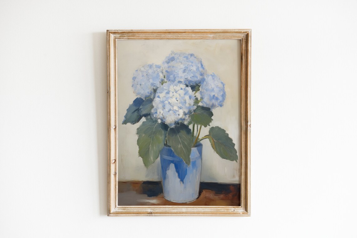 Vintage Hydrangea Print, French Country Wall Art
