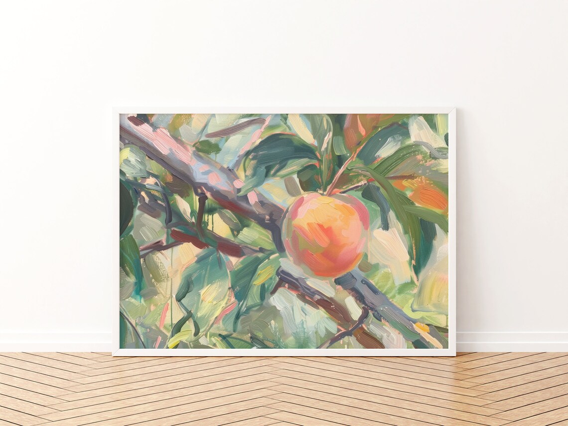 Peach Tree Painting, Preppy Kitchen Art Print - Image 3