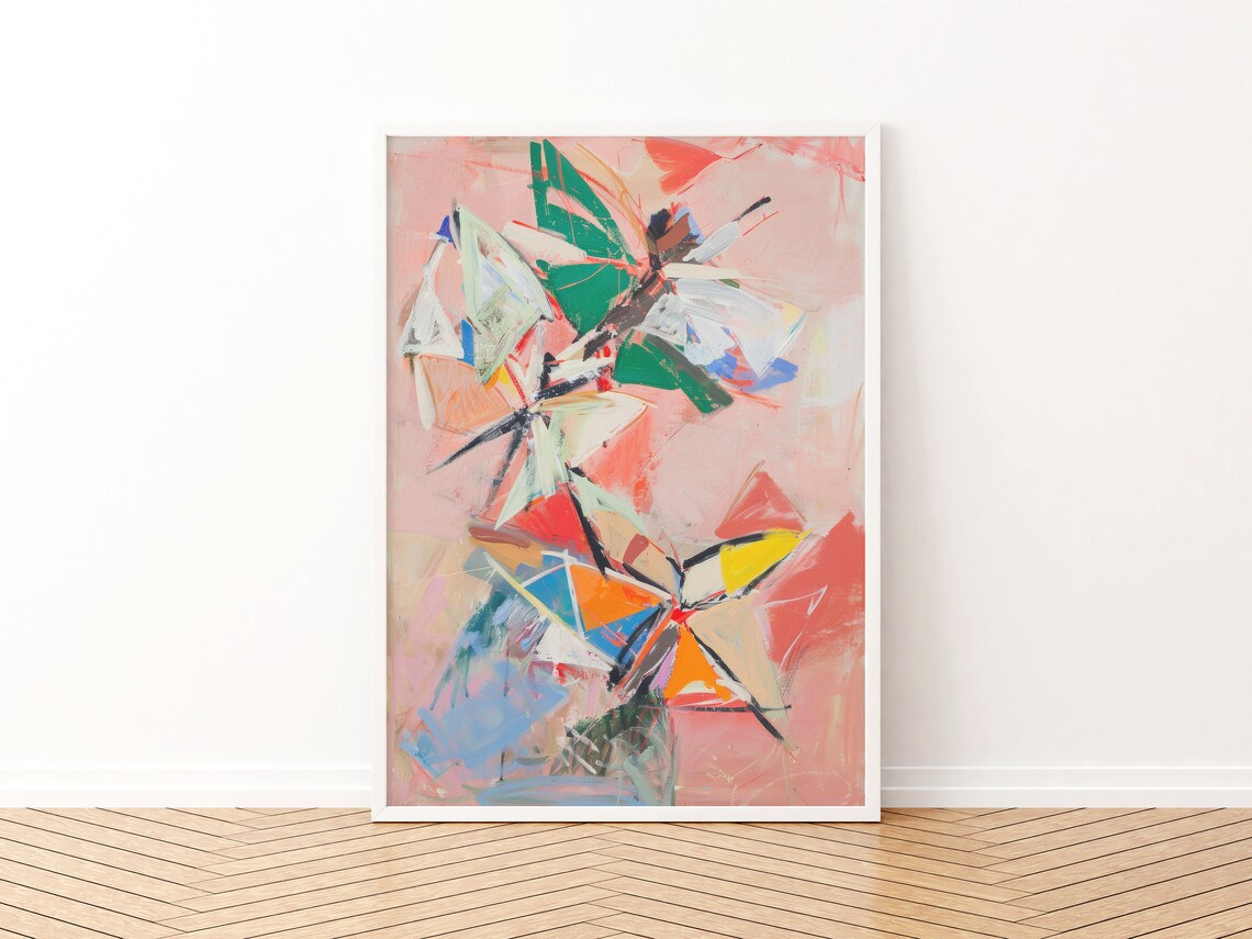 Pink Abstract Butterfly Painting Aesthetic Art Print - Image 3