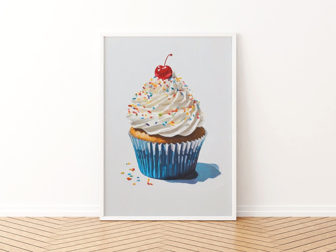 Cupcake Painting Retro Kitchen Art Print - Image 3