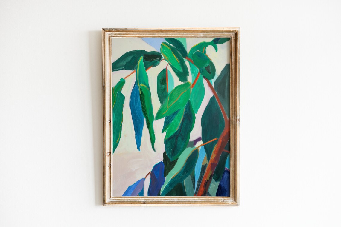 Houseplant Botanical Art Print, Boho Home Office Decor