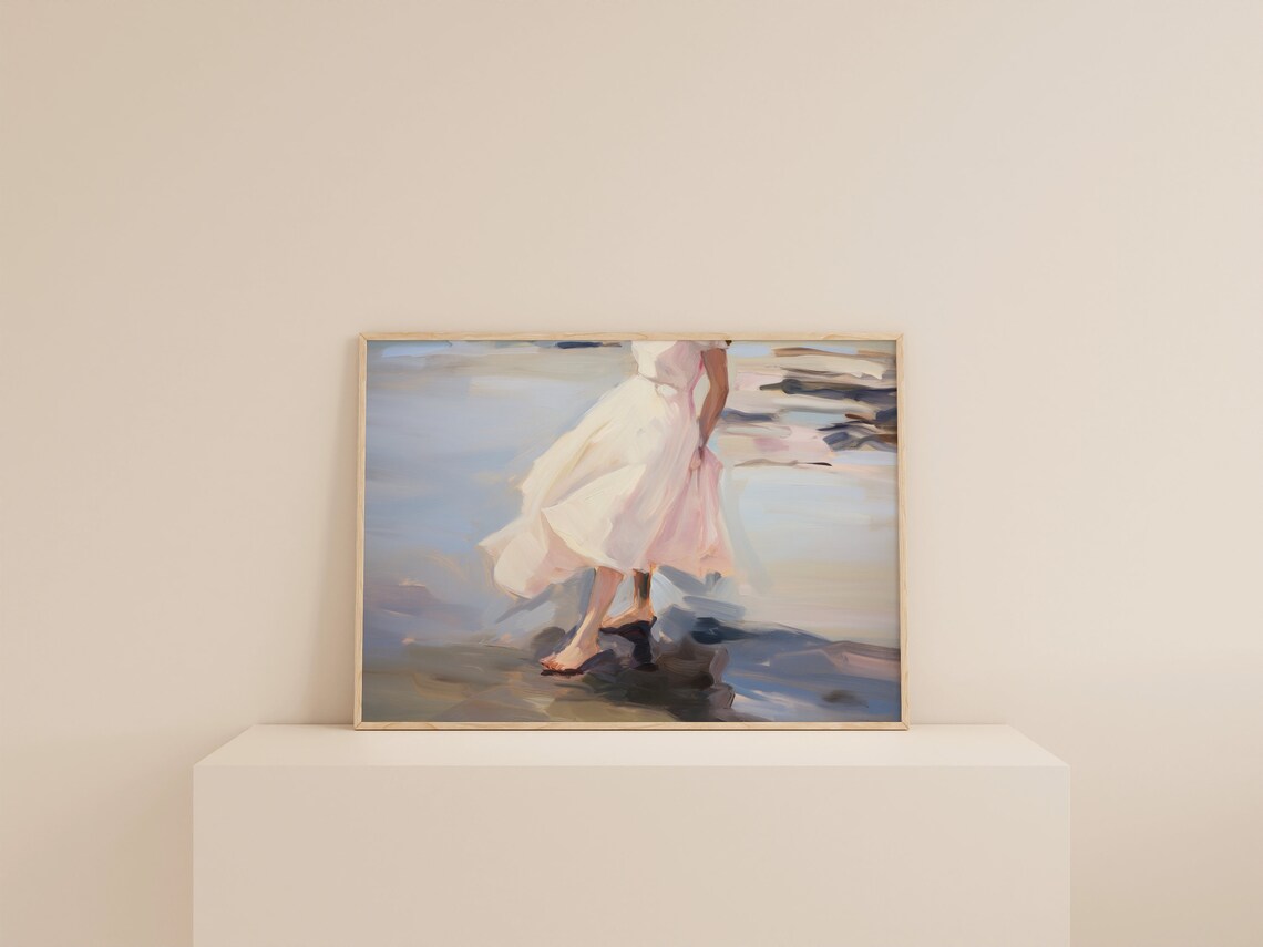 Gray Coastal Beachy Aesthetic Art Print, Bathroom Decor - Image 2
