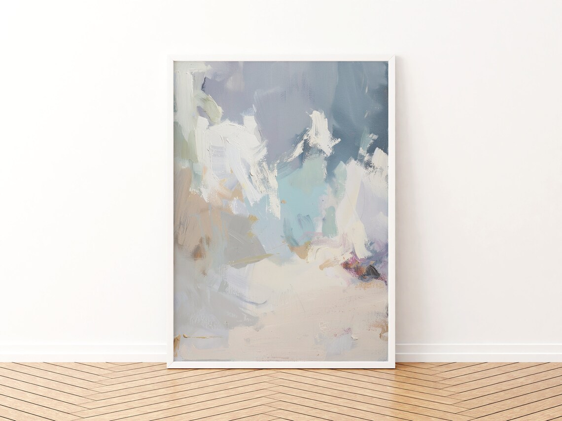 Soft Coastal Abstract Beach Painting No. 1, Art Print - Image 3
