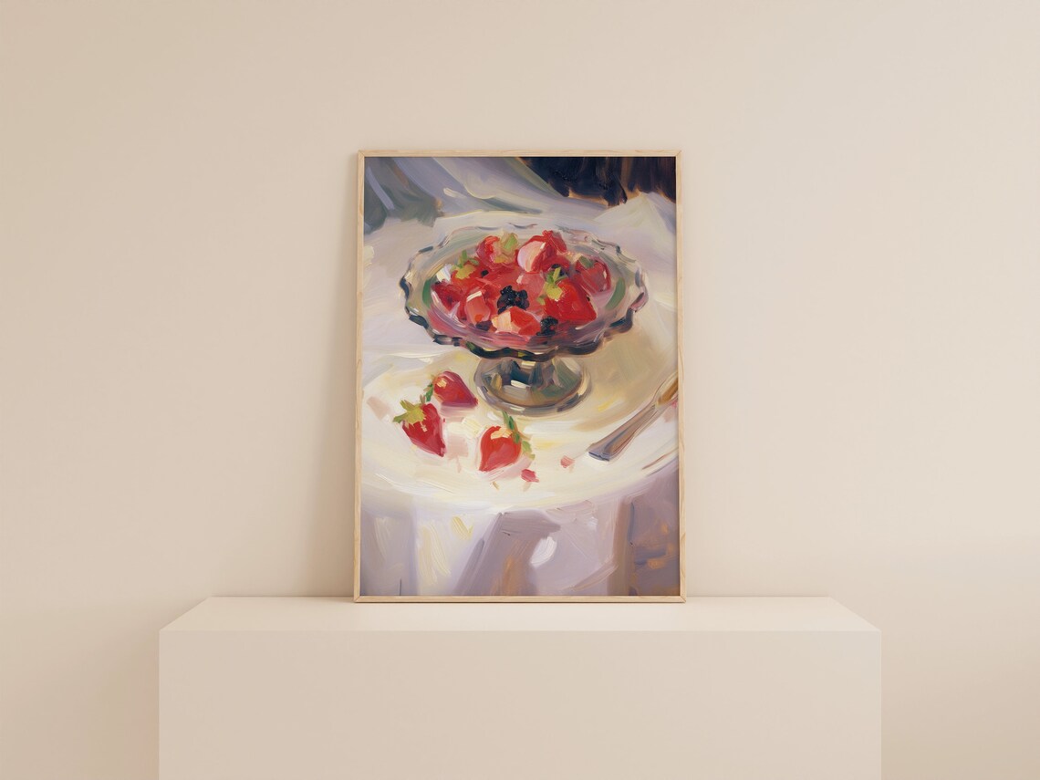 Strawberry Aesthetic Apartment Art Print, Coquette Decor - Image 3