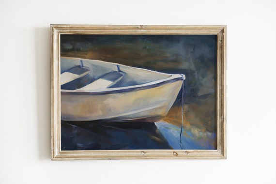 Vintage Boat Print, Coastal Office Wall Art
