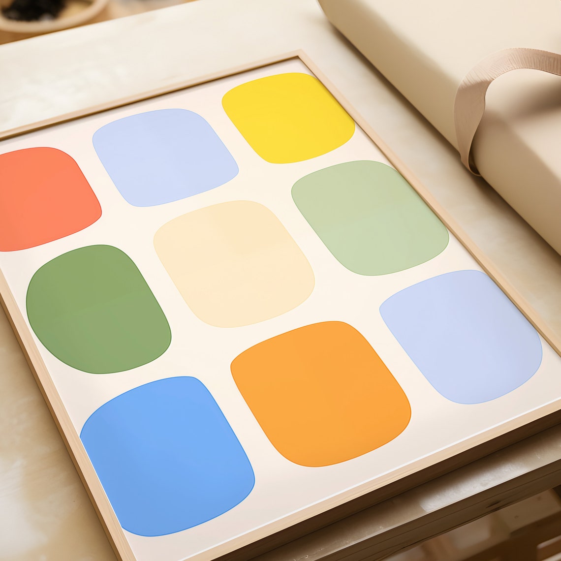 Mid Century Modern Geometric Shapes Pastel Tones Minimalist Art Print - Image 2