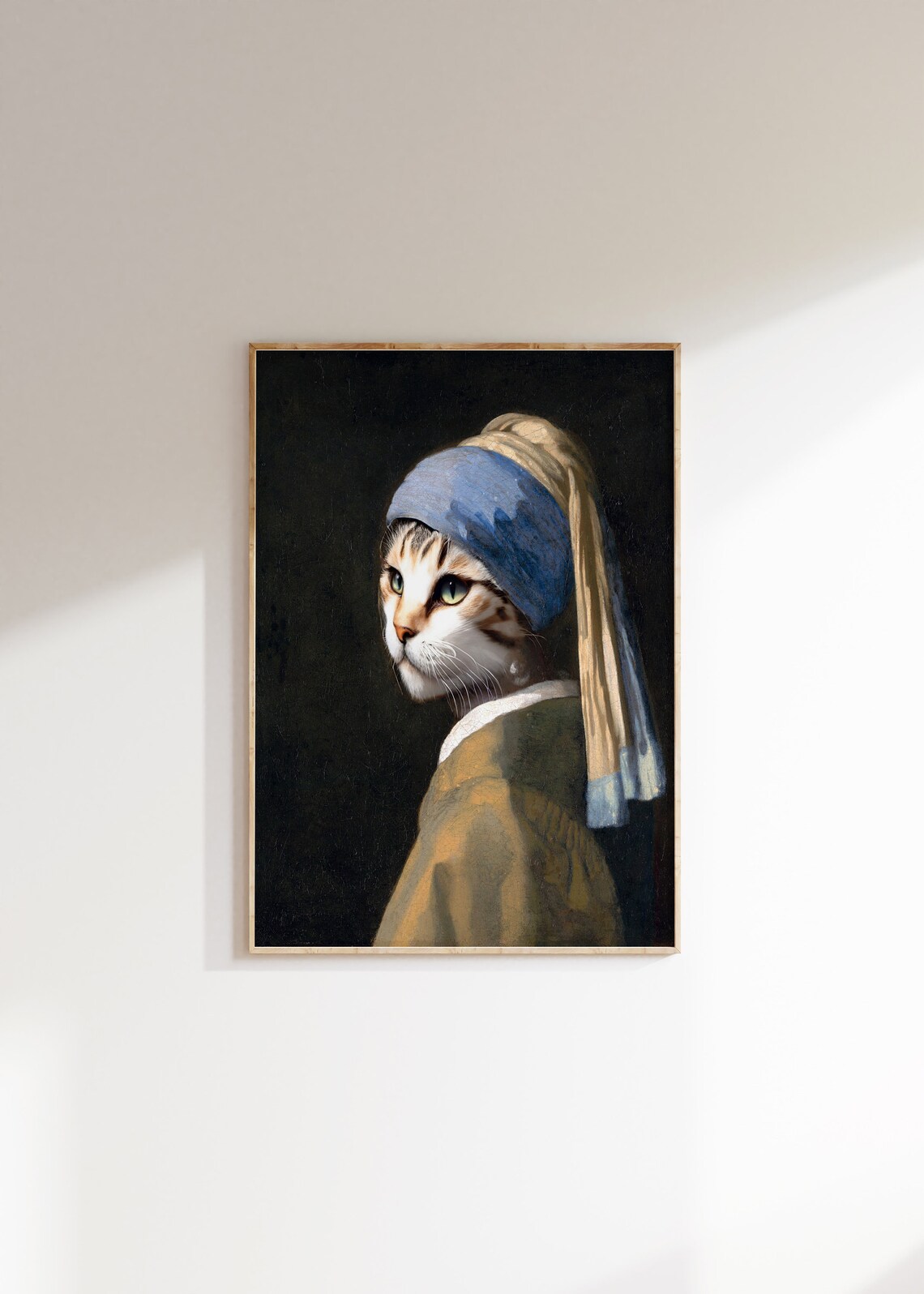 Cat With A Pearl Earring Funny Altered Vintage Art Humorous Kitten Art Print - Image 2