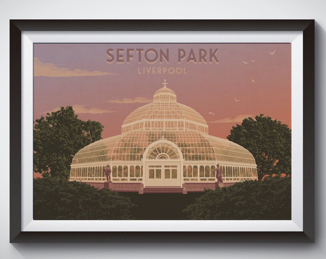 Sefton Park Liverpool Vintage Travel Poster, Art Deco