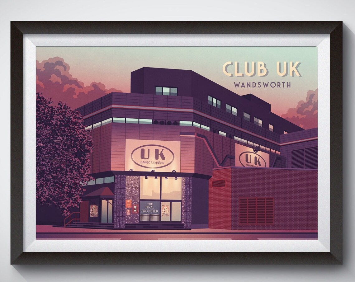 Club UK Wandsworth Poster, London Nightclub Print