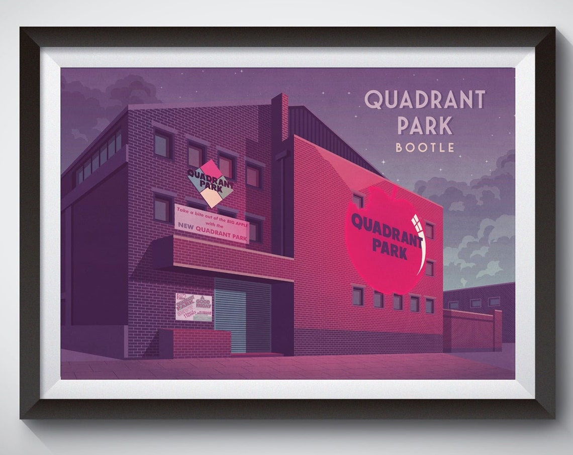 Quadrant Park Bootle Red Brick Club Night Vintage Venue Poster