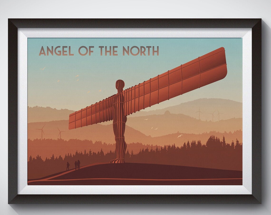 Angel of the North Gateshead England Sunset Sculpture Poster