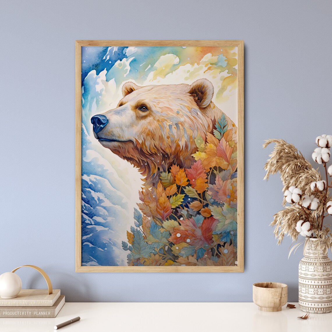 Bear Profile Autumn Leaves Watercolor Woodland Wildlife Art Print - Image 5