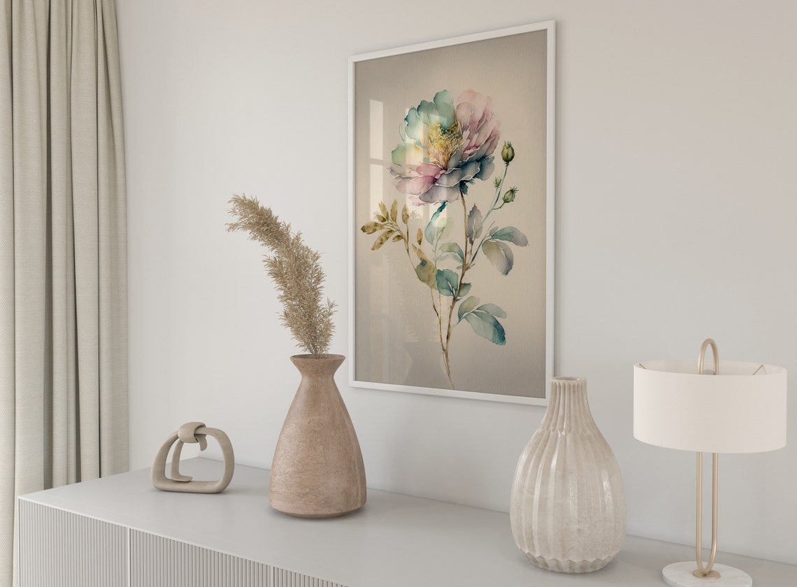Watercolor Peony Pastel Flower Delicate Botanical Art Poster - Image 5