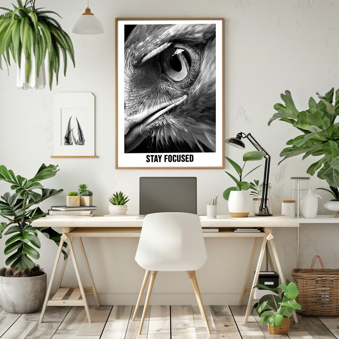 Bold Eagle Eye Macro Close Up Stay Focused Black White Poster
