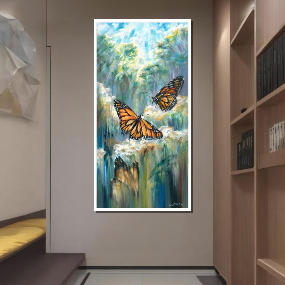 Monarch Butterfly Art Nature Inspired Wall Decor Butterfly Painting Serene Meadow Artwork Ready To Hang Home Decoration - Image 2