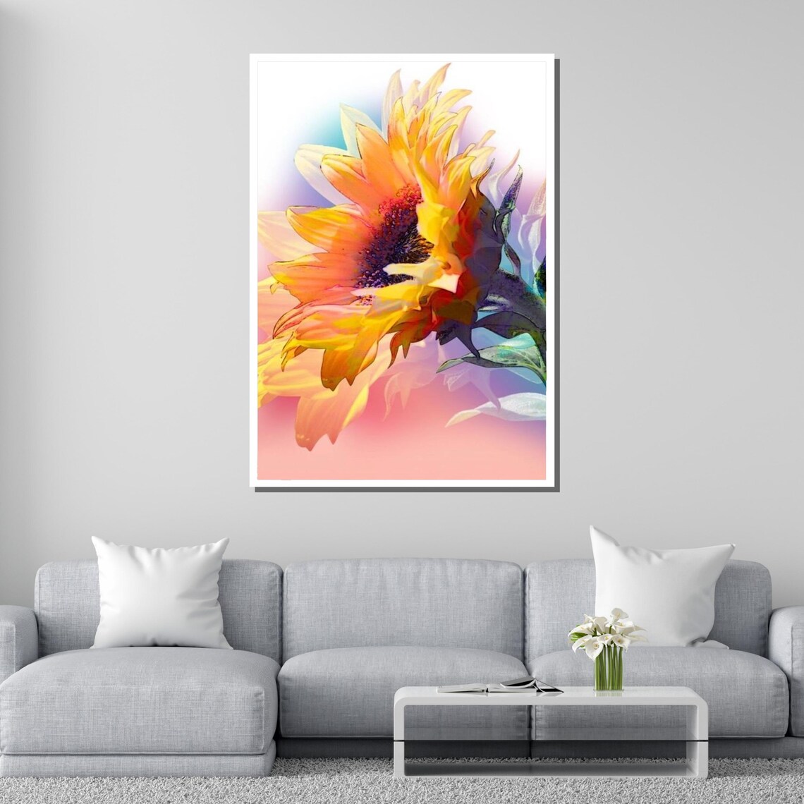 Vibrant Sunflower Art Print, Modern Floral Decor - Image 2