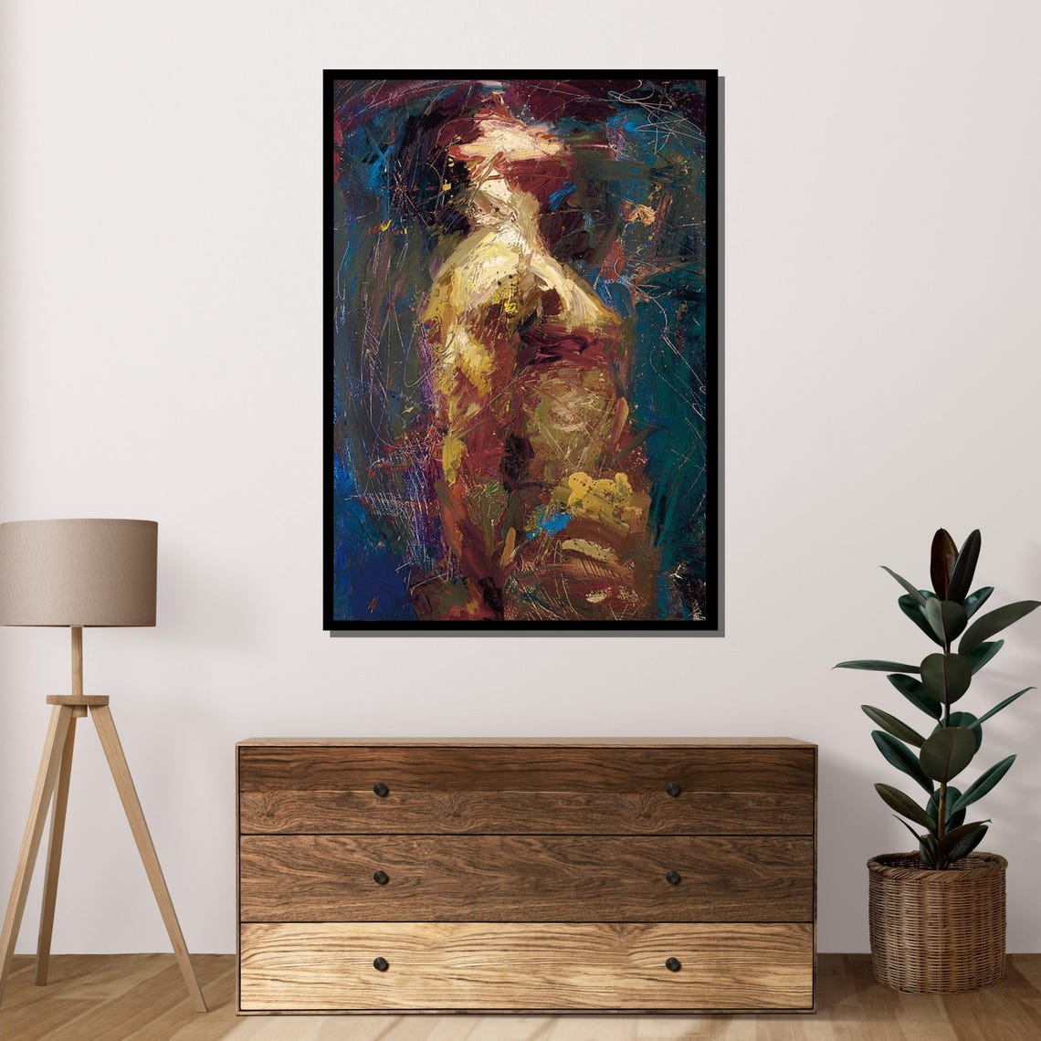 Abstract Nude Expressionism Vibrant Figurative Art Emotional Mixed Media Wall Art Design Ready To Hang - Image 4