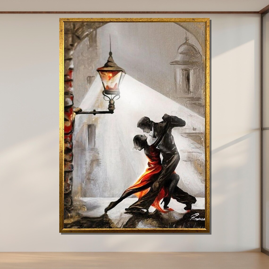 Romantic Tango Dance Couple, Elegant Art Print