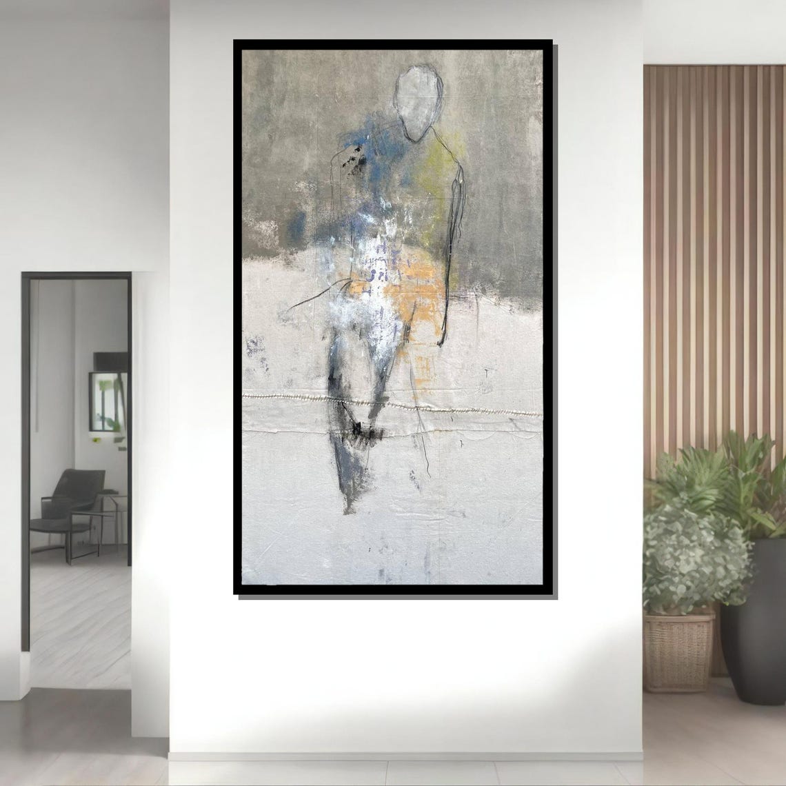 Abstract Standing Figure Sketch Minimalist Modern Neutral Art Poster - Image 4