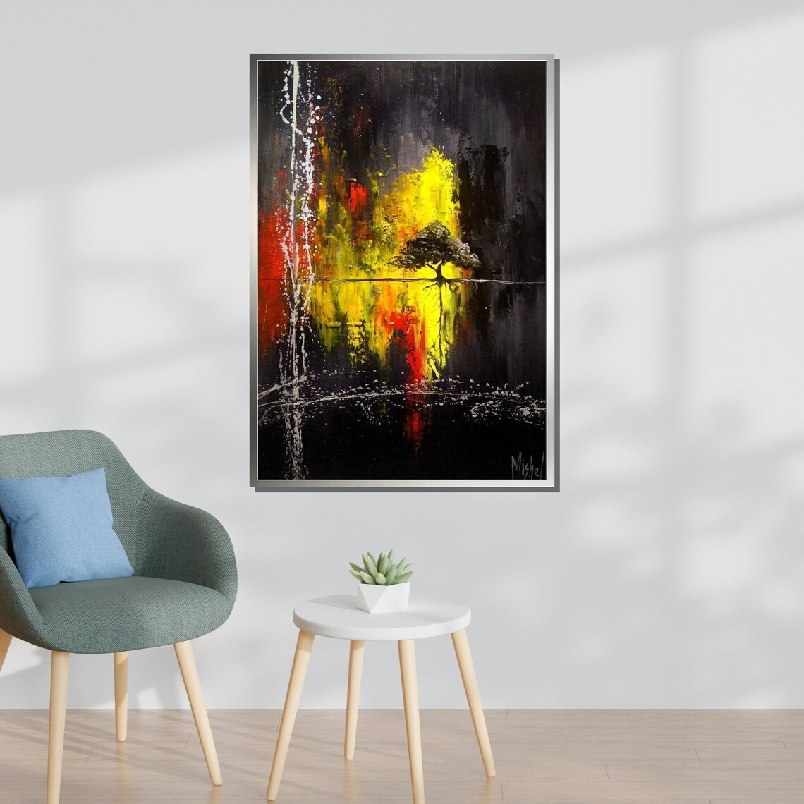 Abstract Tree Of Life Modern Abstract Wall Art Vibrant Color Splash Decor Contemporary Home Design Ready To Hang - Image 3