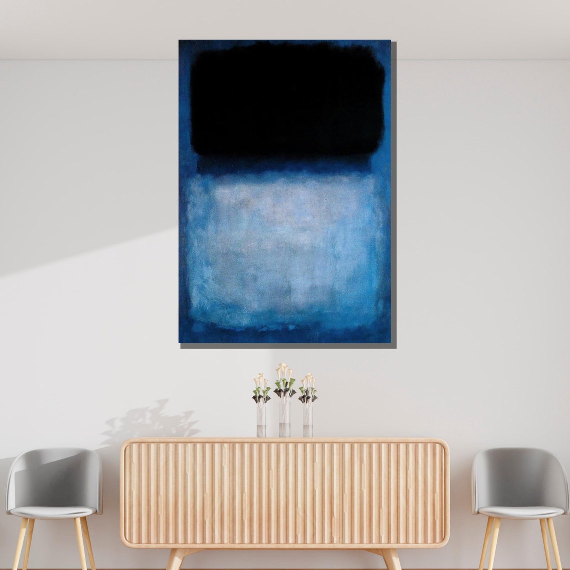 Midnight Blue Abstract Color Field Black Navy Modern Art Wall Poster - Image 3