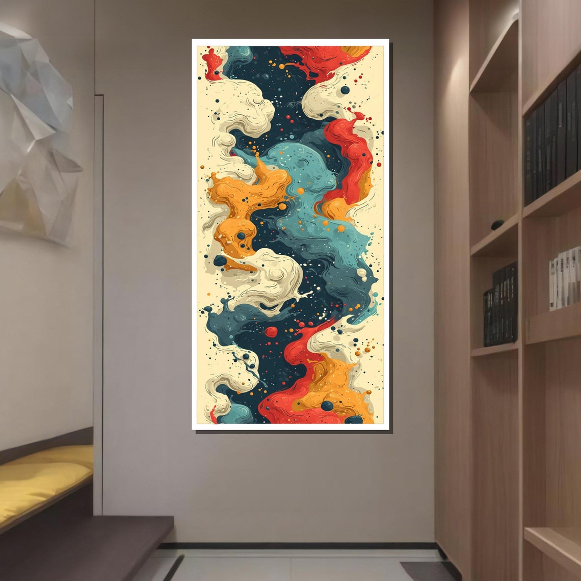 Colorful Abstract Swirl Fluid Marble Teal Red Modern Art Wall Poster - Image 2