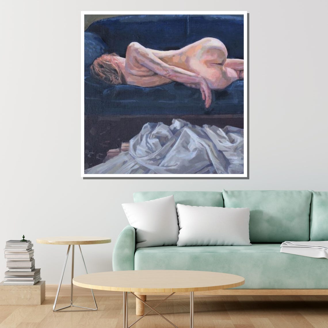 Nude Reclining On Couch Art Sensual Nude Painting Erotic Print Modern Bedroom Decor Ready To Hang Artwork - Image 4