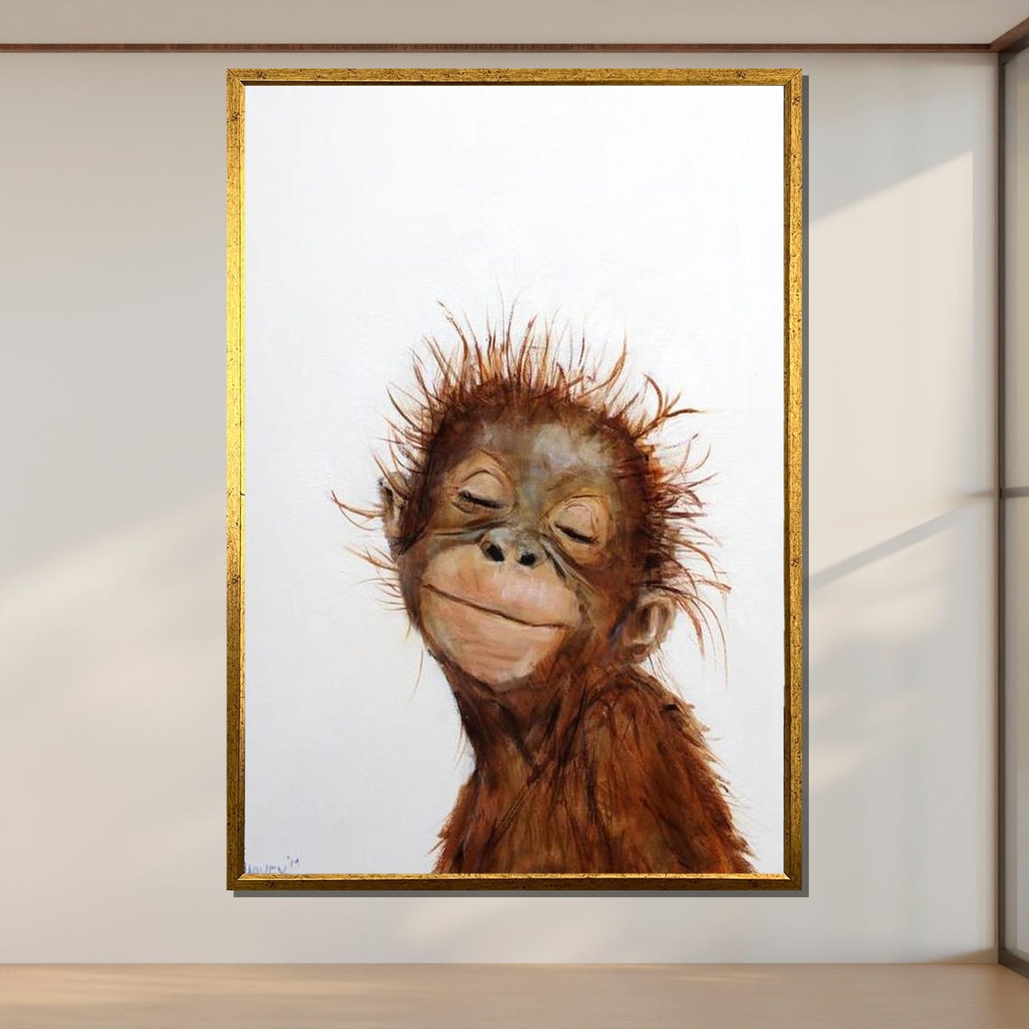 Smiling Baby Orangutan Nursery Portrait Whimsical Animal Art Print - Image 2
