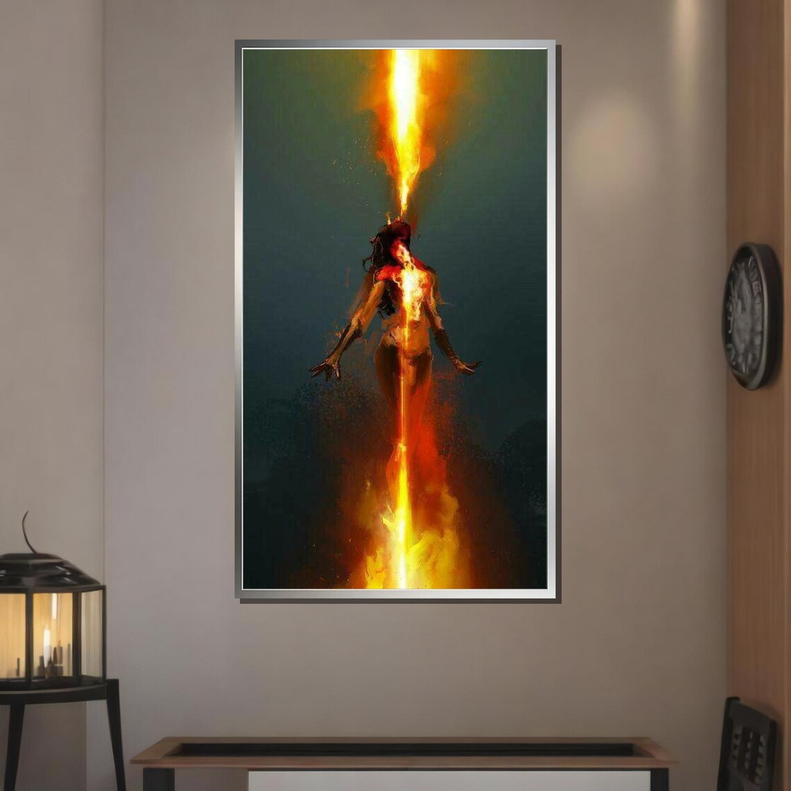 Woman Of Fire Rising Flames Empowered Surreal Female Figure Poster - Image 3