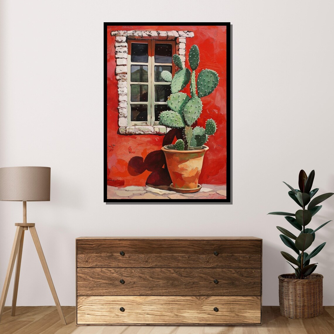 Cactus By The Window, Southwest Rustic Art Print - Image 4