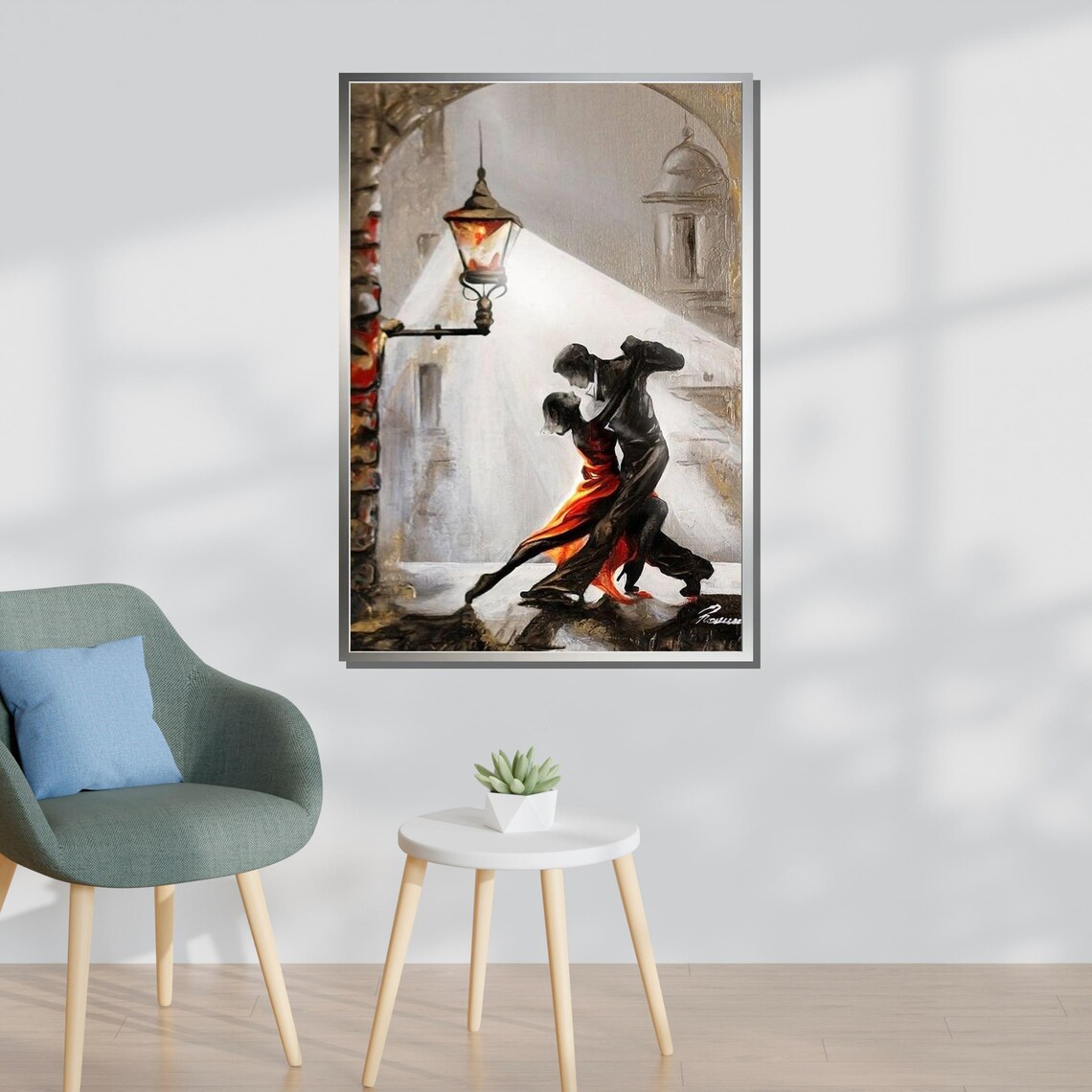 Romantic Tango Dance Couple, Elegant Art Print - Image 3