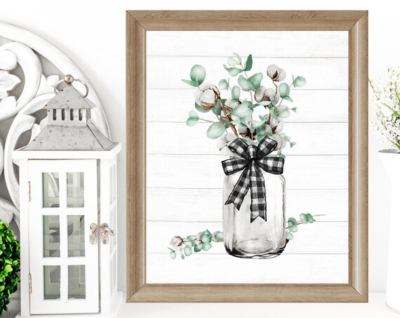 Mason Jar With Eucalyptus and Black Buffalo Bow