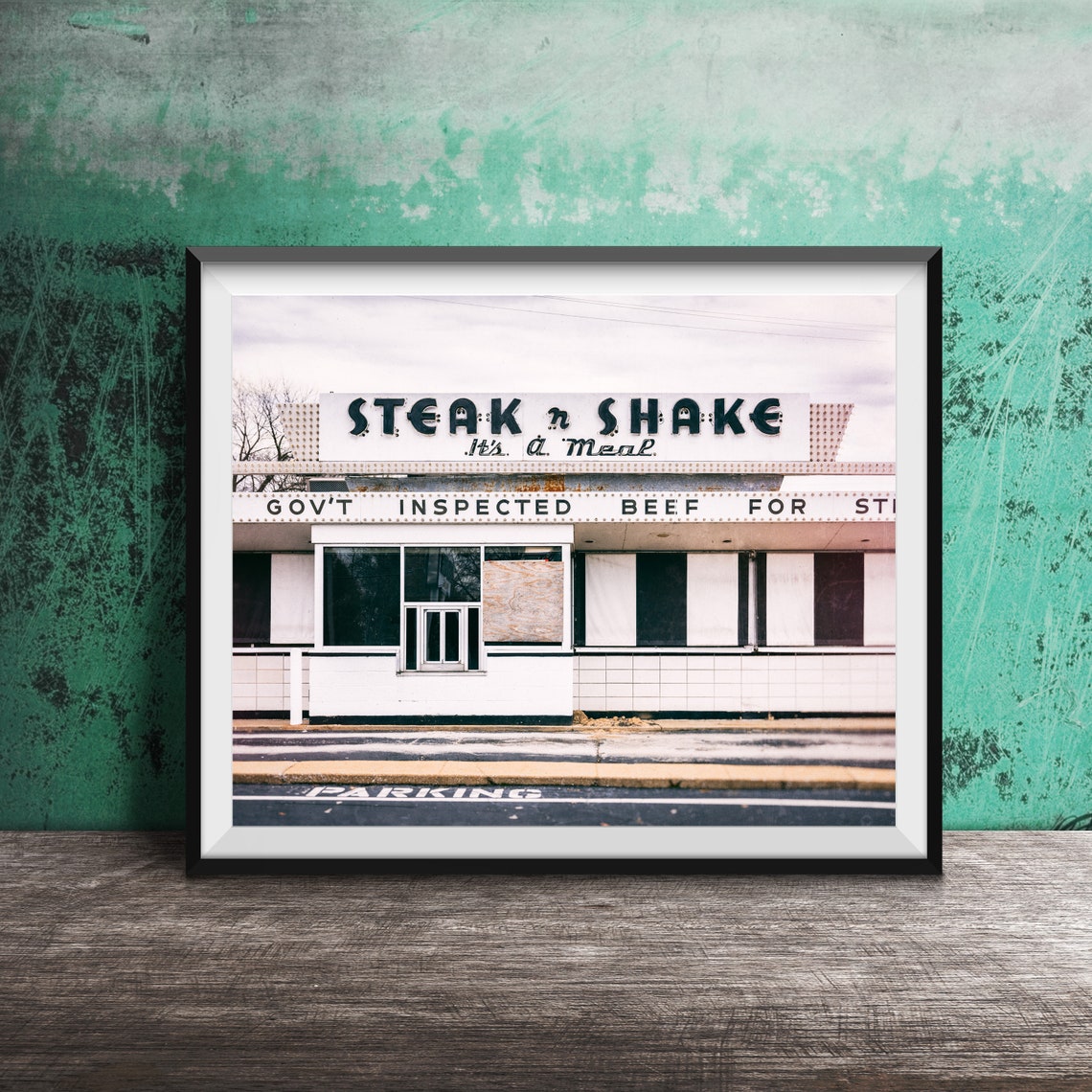 Steak n Shake Fast Food Restaurant Facade Vintage Sign Poster