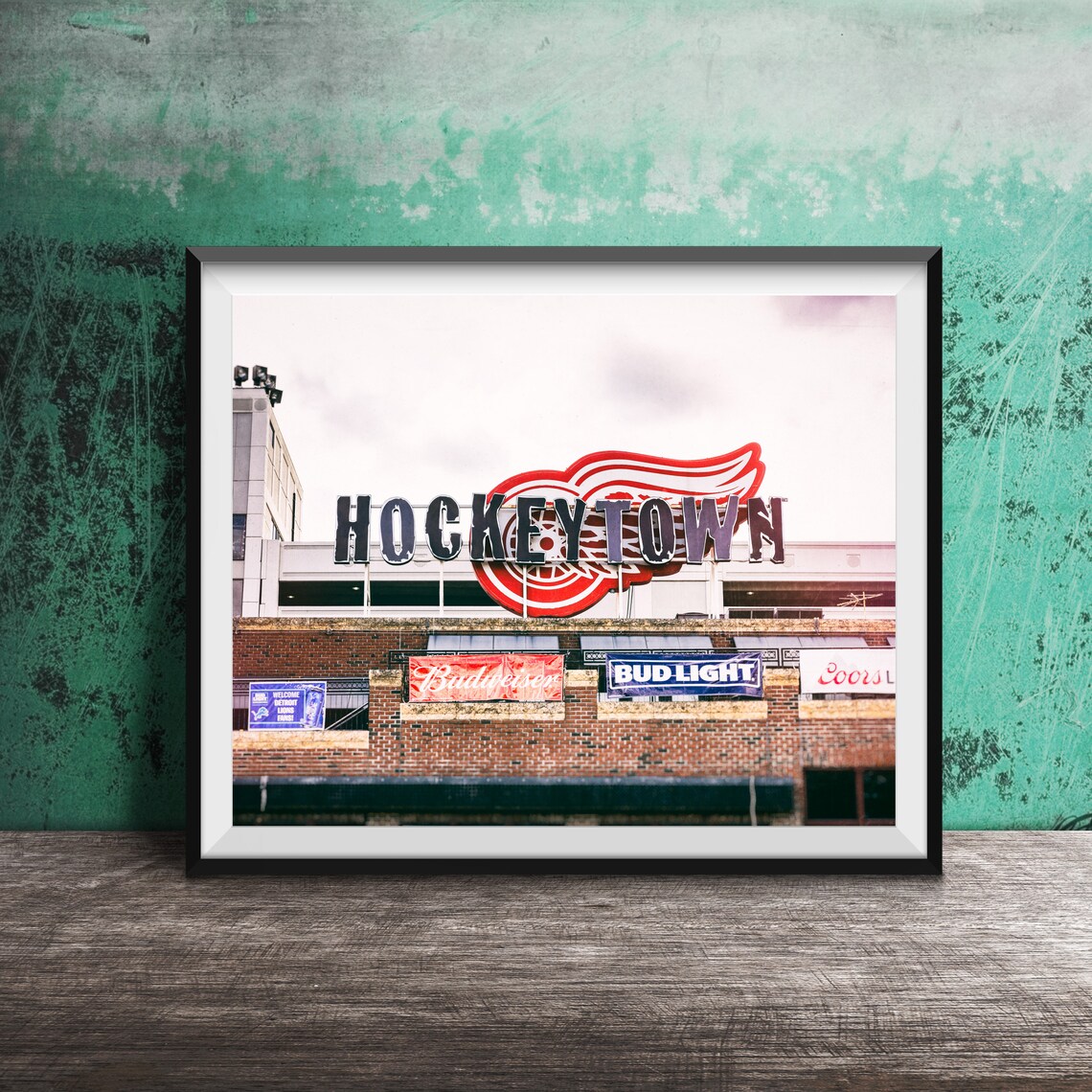 Hockeytown Detroit Red Wings Winged Wheel Arena Sign Photo Poster