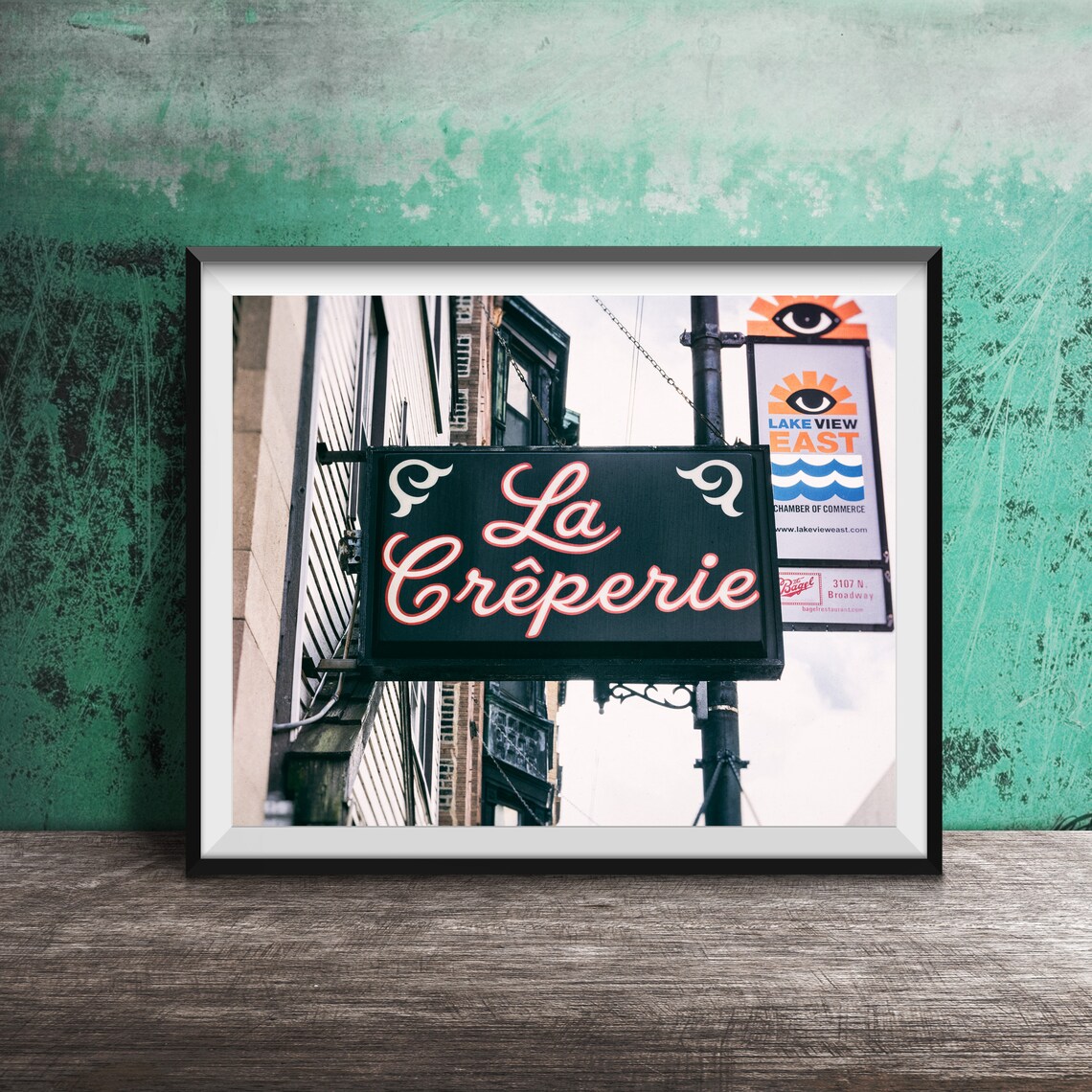 La Creperie Chicago Lakeview French Restaurant Sign Photo Poster