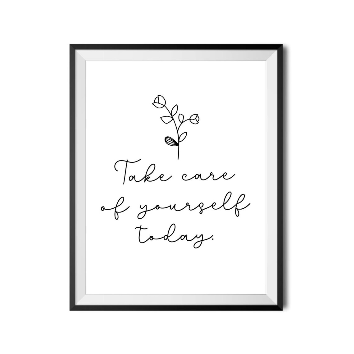 Take Care of Yourself Today Botanical Line Art Self Care Quote Poster - Image 4