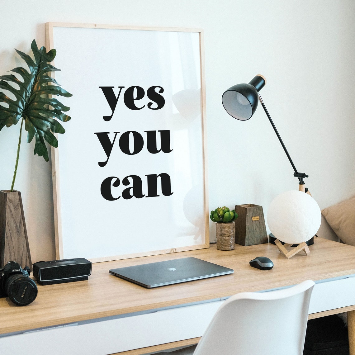 Yes You Can Bold Serif Simple Daily Inspirational Quote Wall Art - Image 3