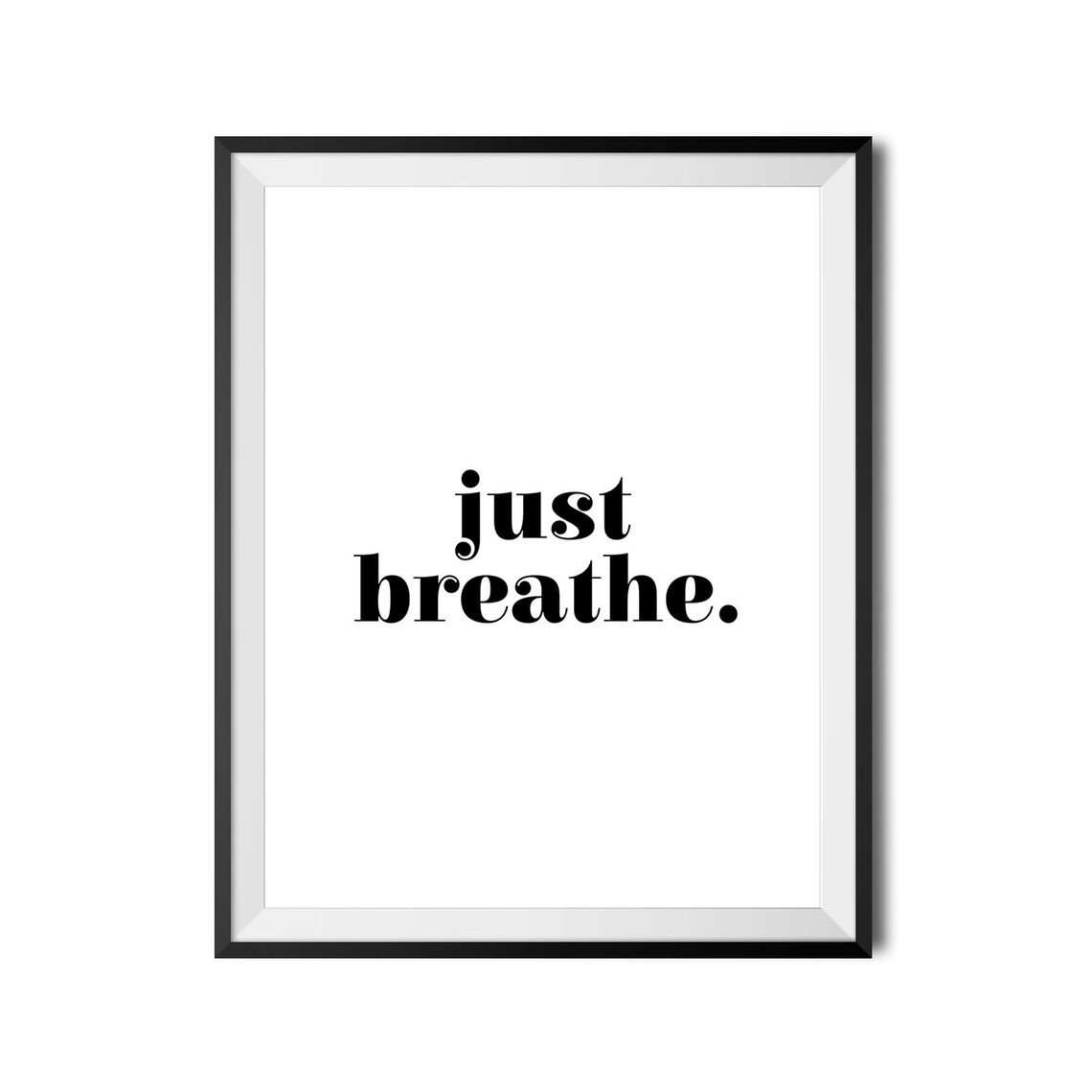 Just Breathe Minimalist Serene Calming Bedroom Quote Wall Art - Image 4