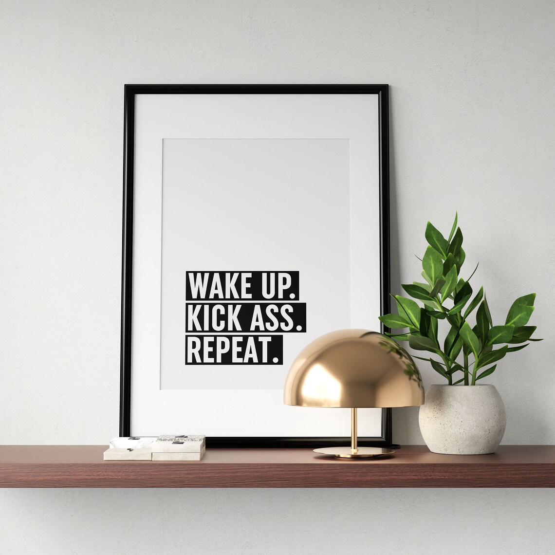 Wake Up Kick Ass Repeat Block Letter Motivational Gym Poster - Image 3
