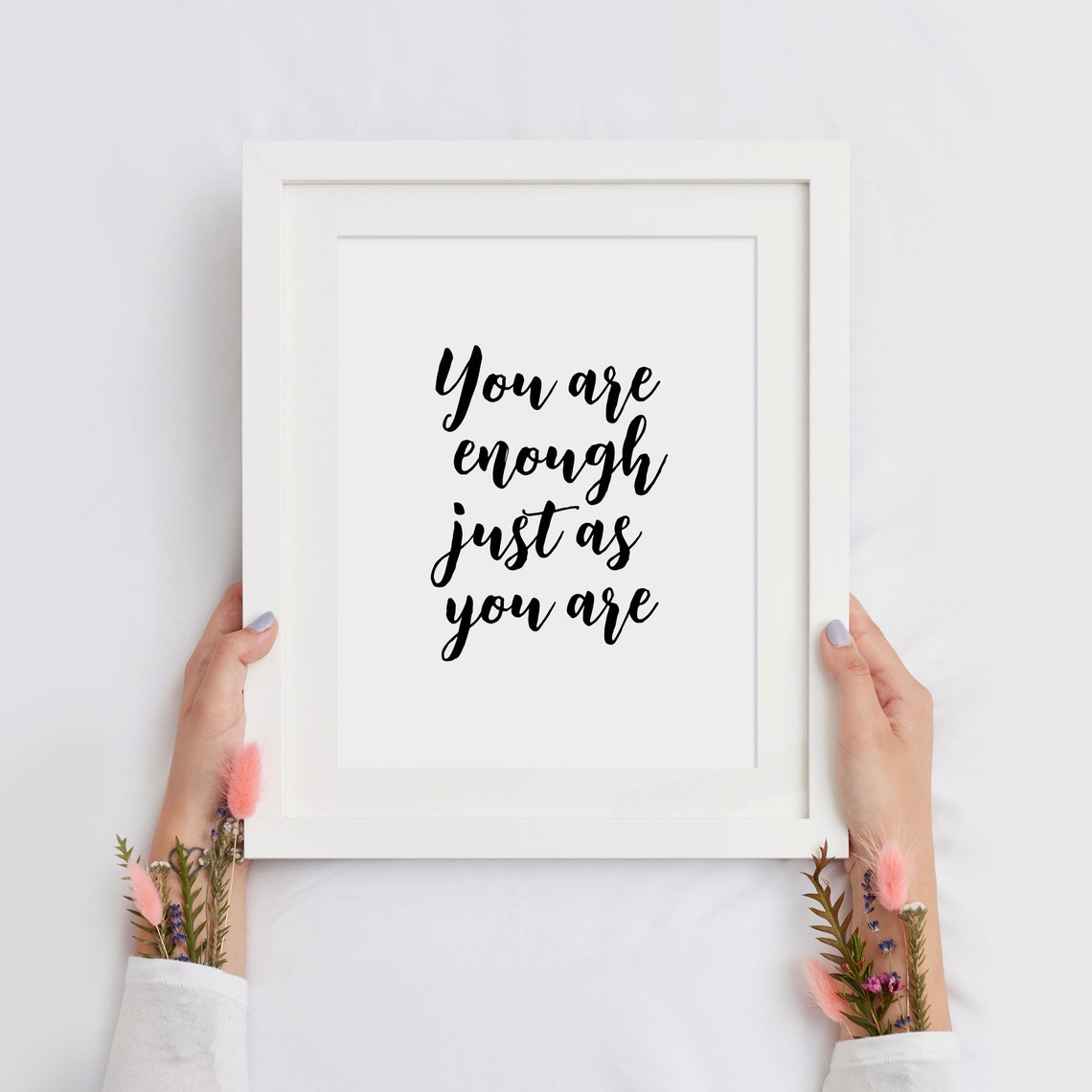 You Are Enough Just As You Are Script Quote Poster Self Love Art - Image 2