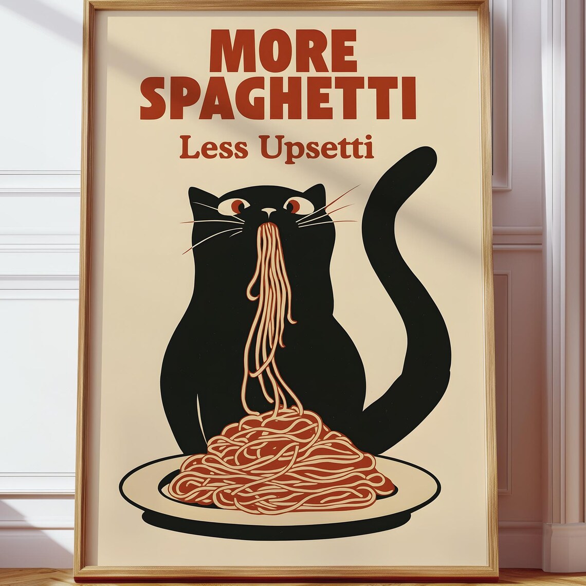 Black Cat More Spaghetti Less Upsetti Poster