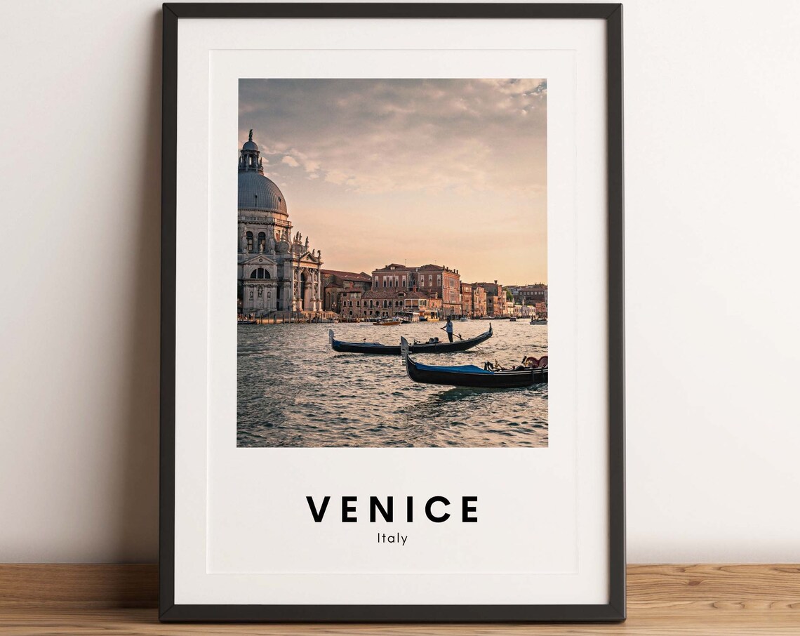 Romantic Venice Italy Gondola Ride Sunset Grand Canal Photo Poster