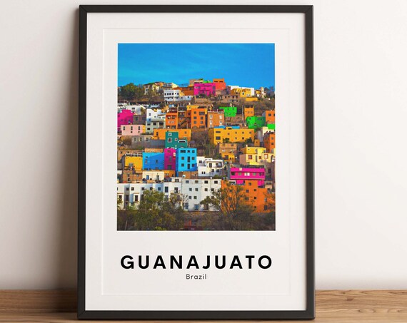 Guanajuato Brazil Colorful Hillside Town Travel Photo Poster