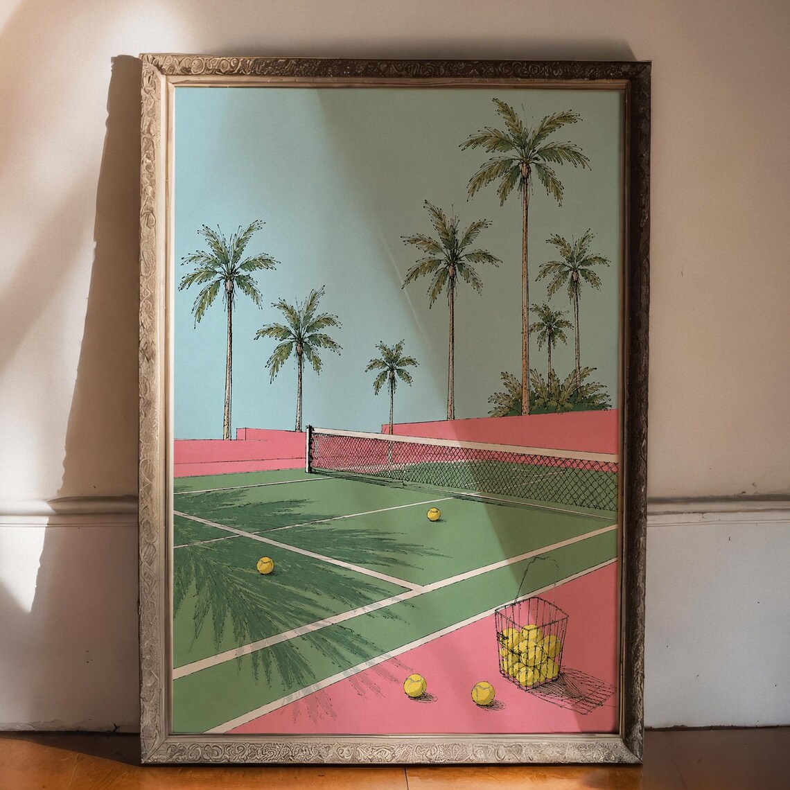 Retro Tennis Court, Palm Springs Style Artwork