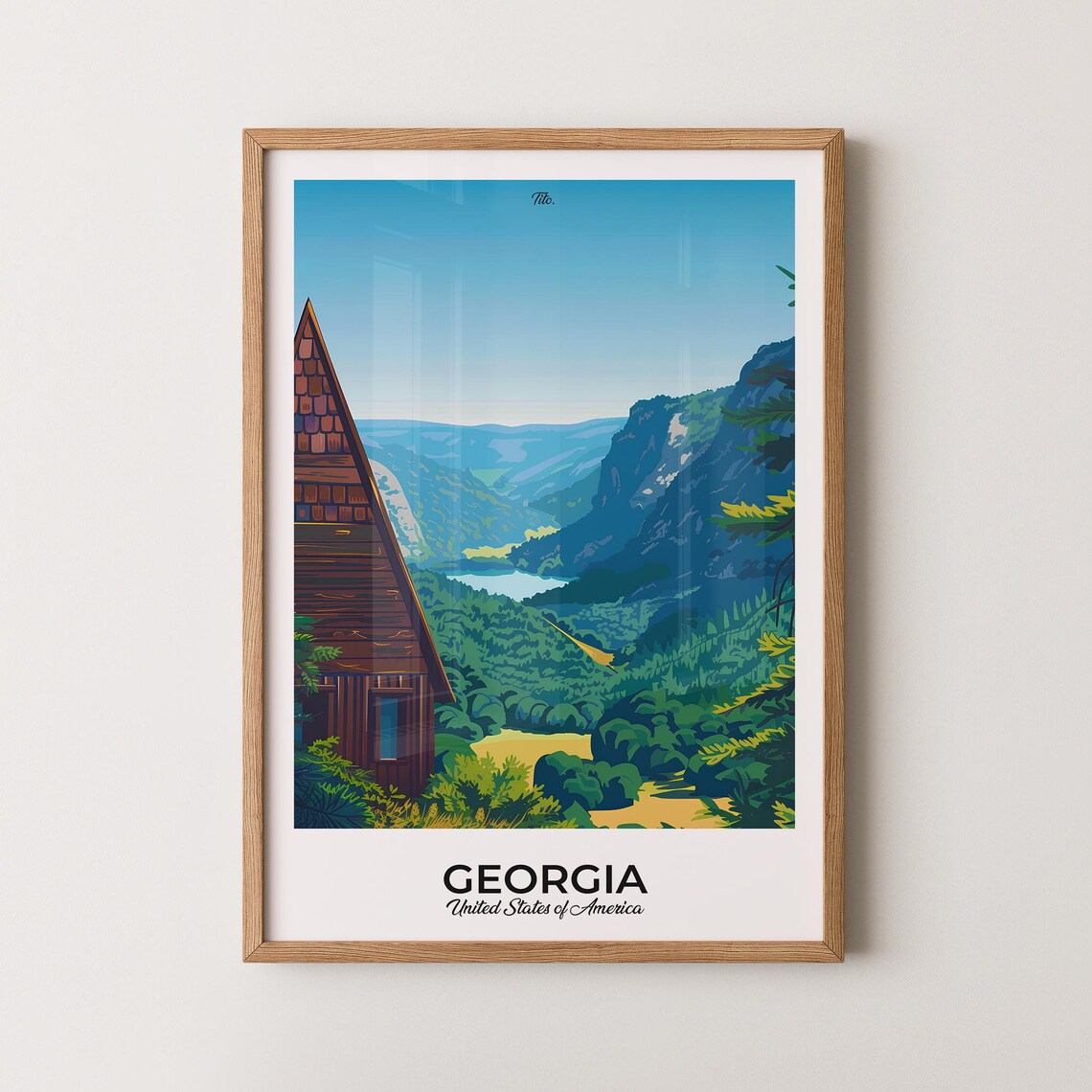 Georgia Mountain Lodge Gorge Outlook Forest Art Travel Poster