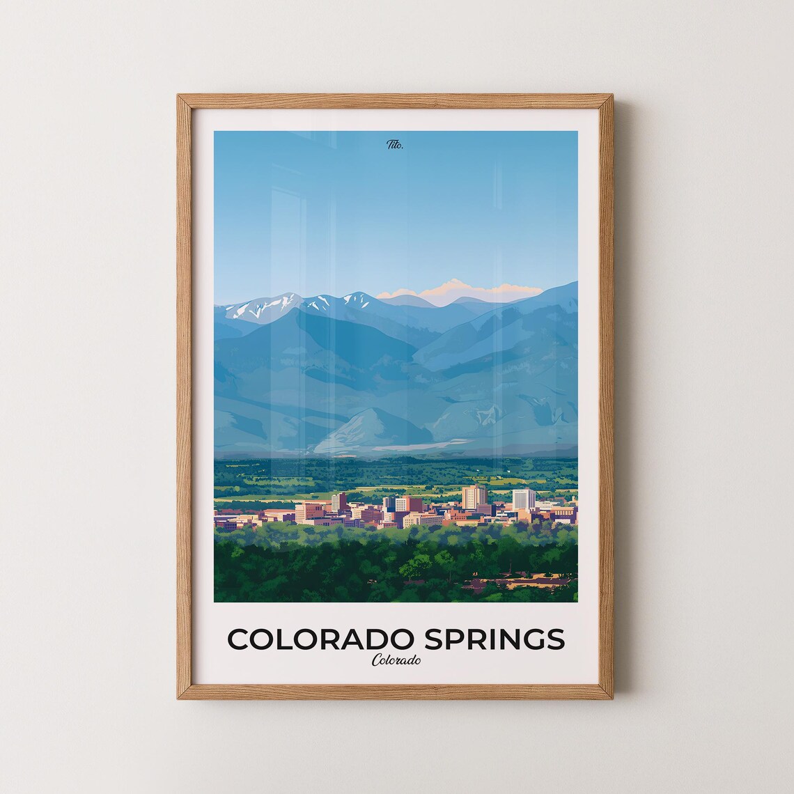 Colorado Springs Colorado City Skyline Mountain Travel Poster