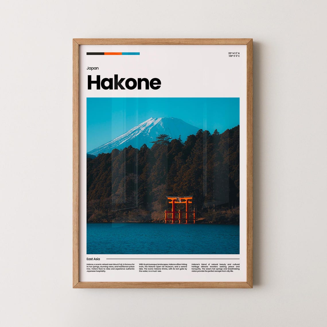 Hakone Mount Fuji Torii Gate Lake Ashi Blue Sky Travel Poster