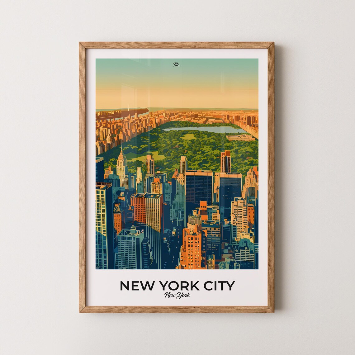 New York City Manhattan Central Park Aerial View Travel Poster