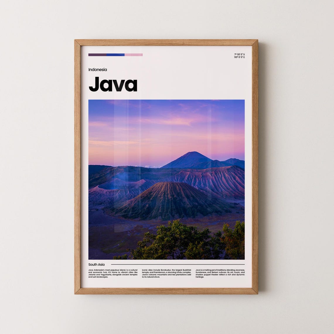 Java Volcano Sunrise Purple Sky Crater Landscape Photography Poster